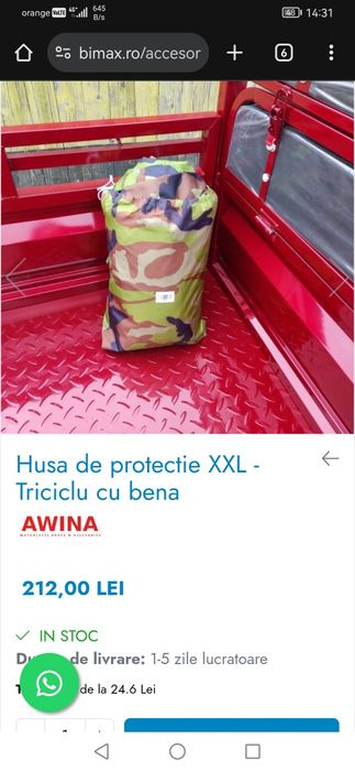Vând husă triciclu electric
