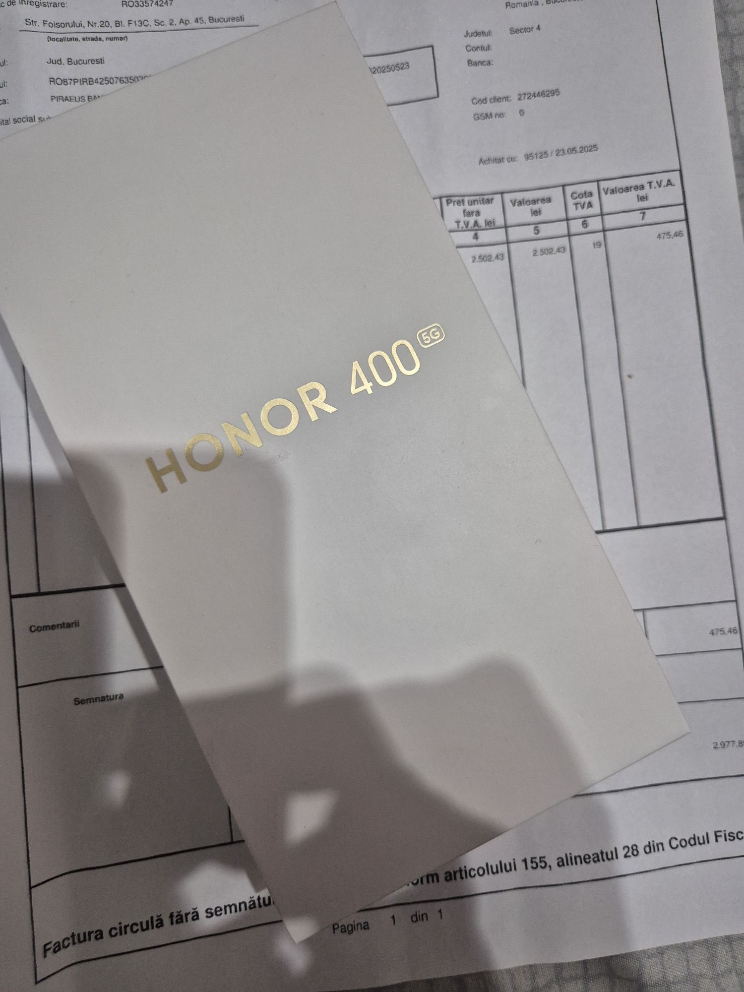 Honor 400 512gb - Sigilat - DualSim - Black - Factura
