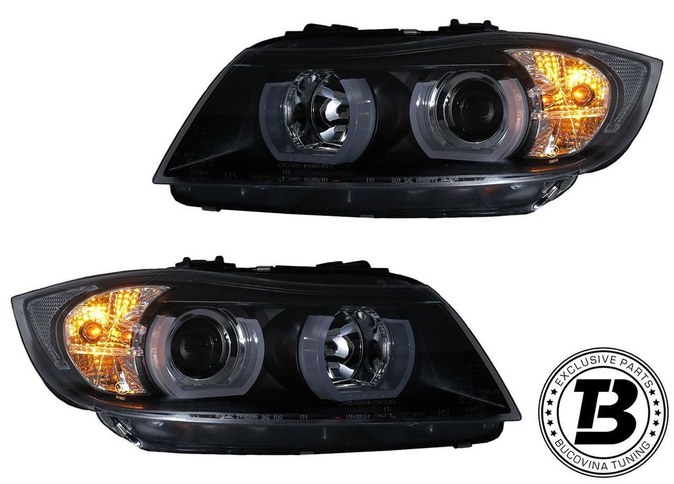 Faruri LED Angel Eyes compatibile cu BMW Seria 3 E90 3D U LED Design