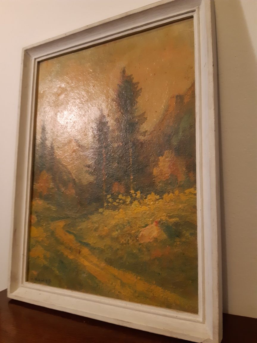 Антикварна картина,,Планински пейзаж,, на художника Николай Илиев