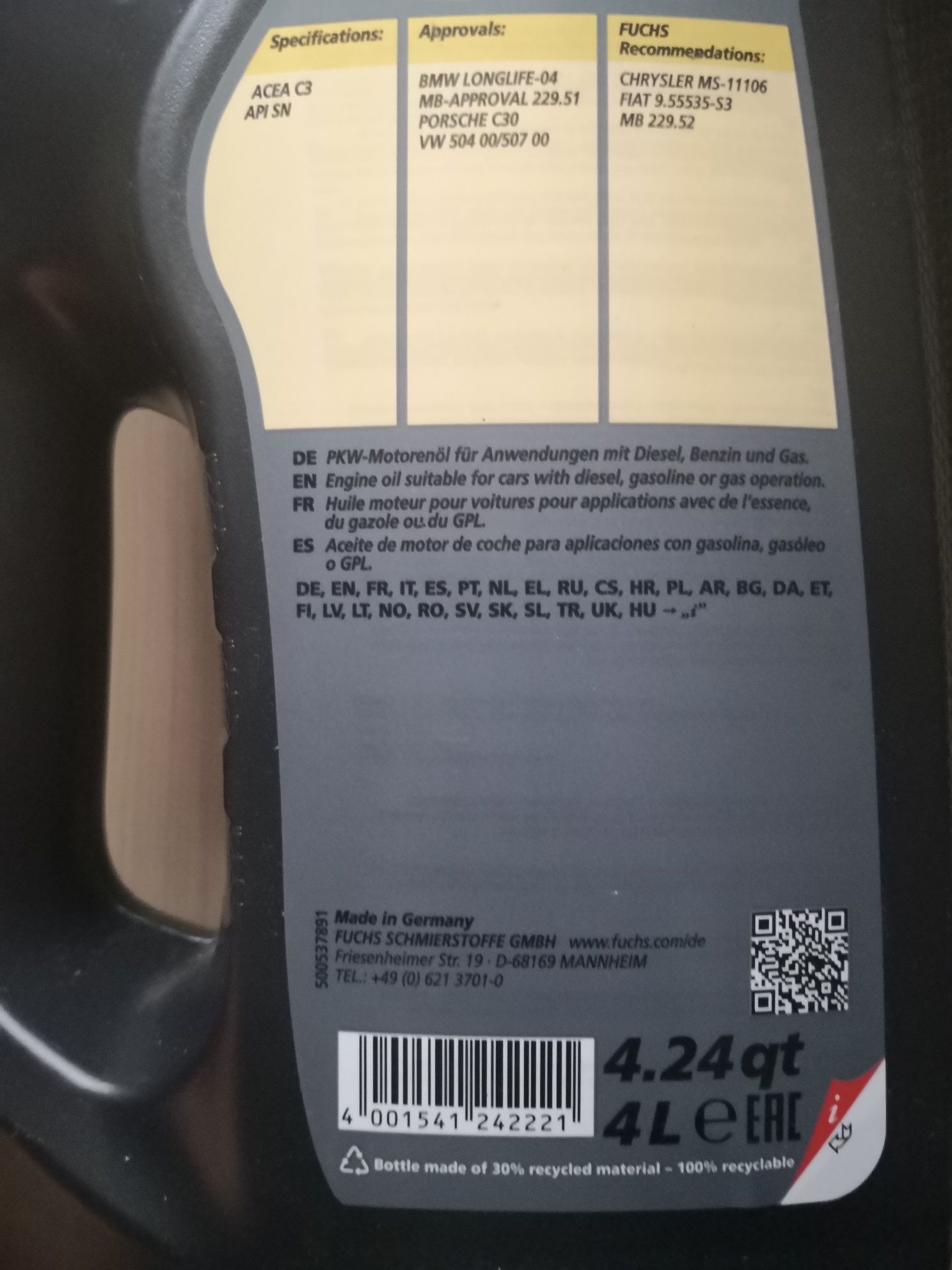 Fuchs Titan GT1 Pro C-3 5W30