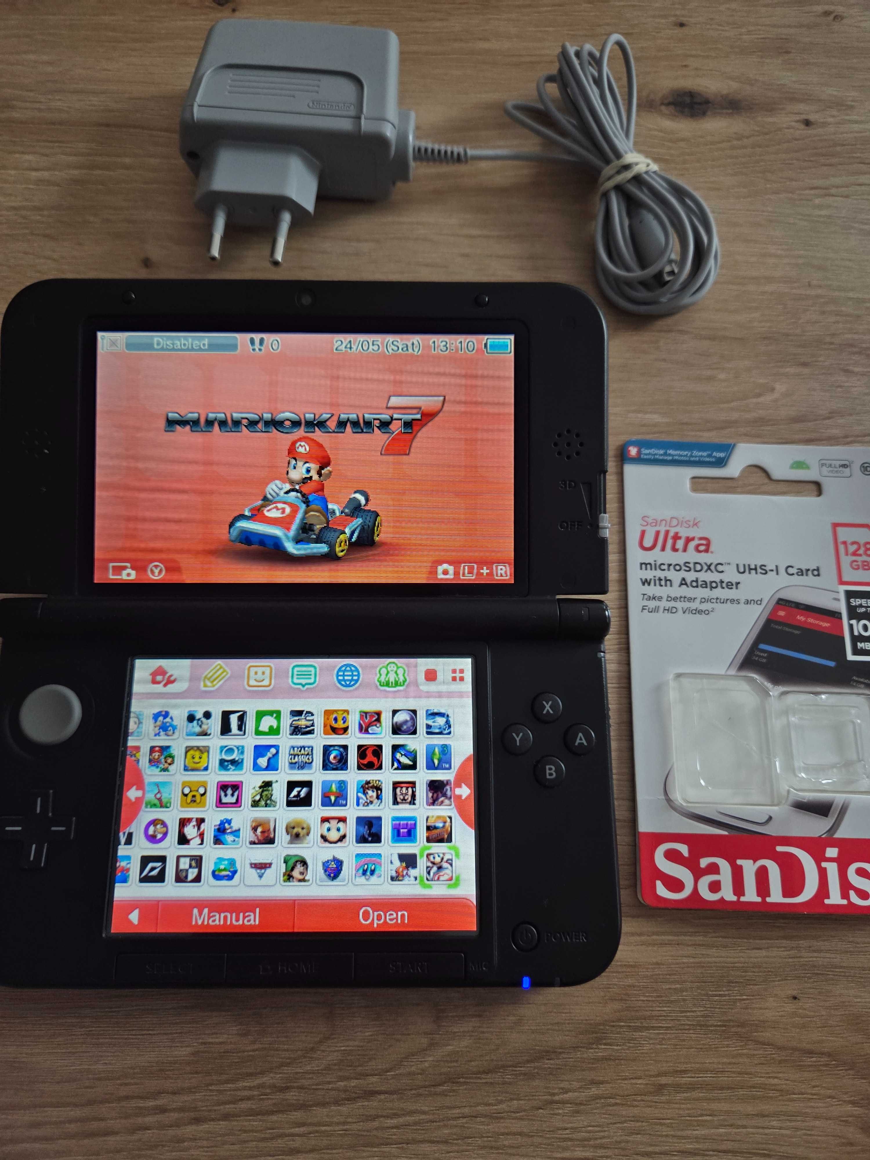 Nintendo 3DS Xl modat cu card Sandisk Ultra 128gb plin cu jocuri
