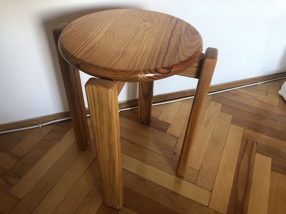 Scaunel, scaun, masuta rustica rotunda germana din lemn