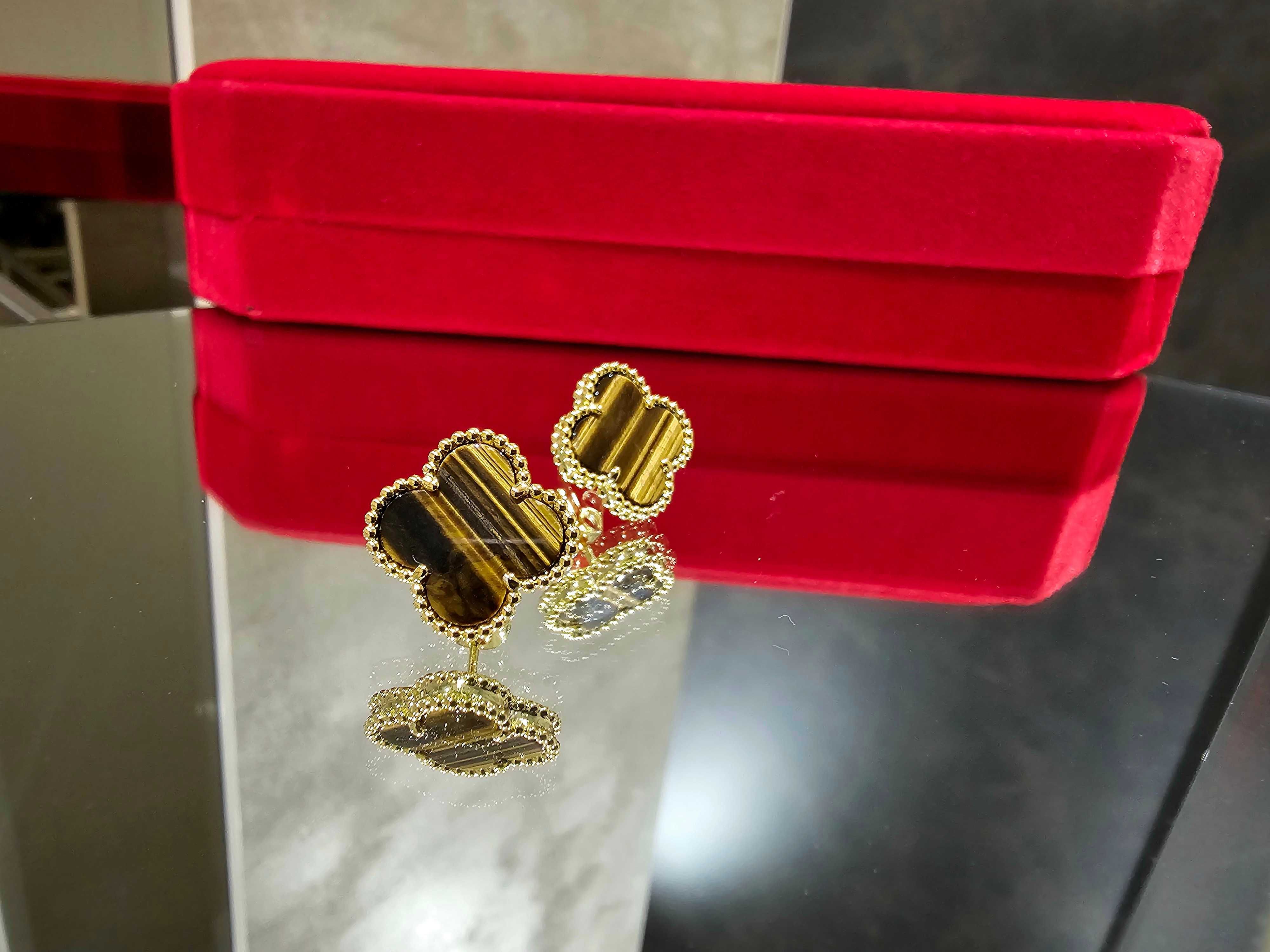 Van Cleef & Arpels VCA Gold Tiger Eye Vintage Alhambra Дамски Обеци