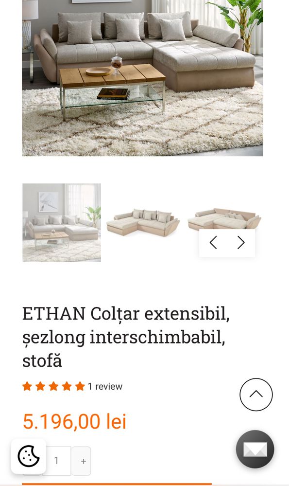 Colțar 3 locuri extensibil ETHAN- Mobexpert