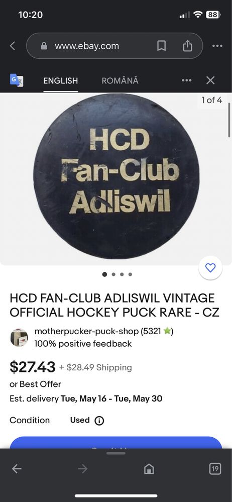 Puck Hokey Fan Club Adliswil Czechoslovakia