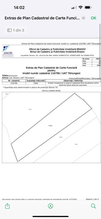 Teren 7300mp Valea Zizinului tarlungeni