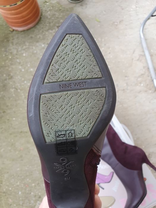 Cizme cu toc piele Bordeaux, marca Nine West