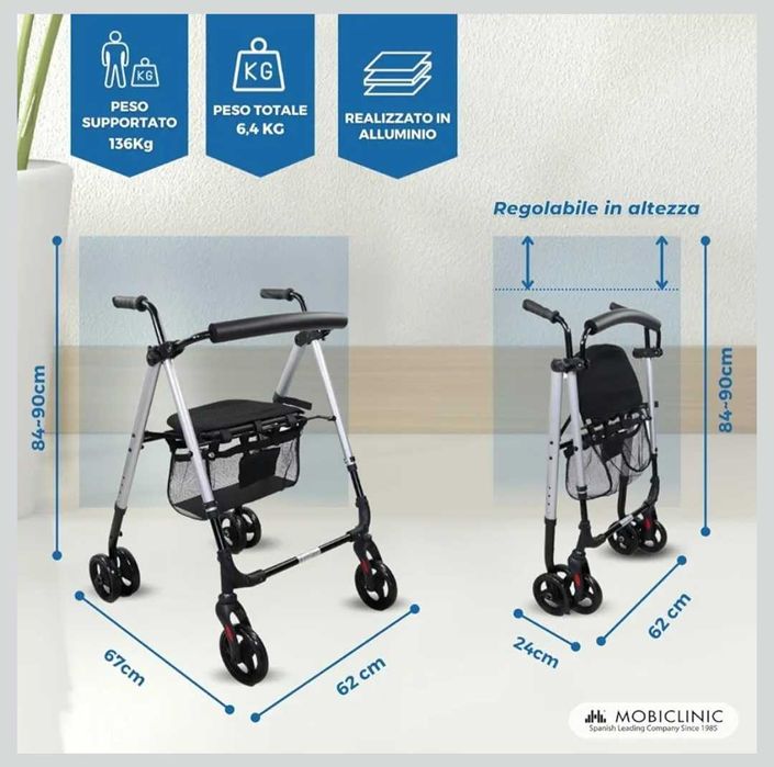 Rolator pliabil - Cadru premergator cu roti - Mobiclinic - Pret redus