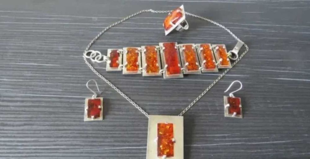 Set designer chihlimbar si argint masiv unicat !