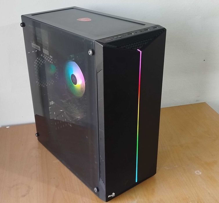 Геймърски компютър RGB, AMD Athlon 300, RX560 4GB, 8GB RAM, SSD и HDD