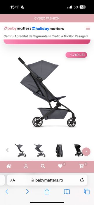 Cărucior Joolz Aer+, stone grey gri