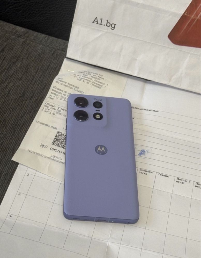 КАТО НОВ 512GB Motorola EDGE 50 Pro A1 Гаранция 2026г. Luxe Lavender