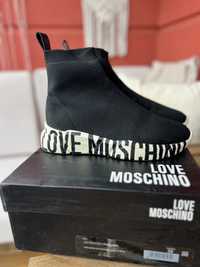Оригинални кецове Moschino ( Black Love ) тип чорап/ черно и бяло