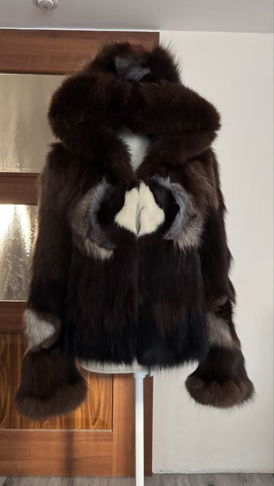 Blana naturala de vulpe multicolora