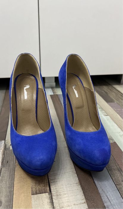 Pantofi cu toc, albastru royal, marime 36