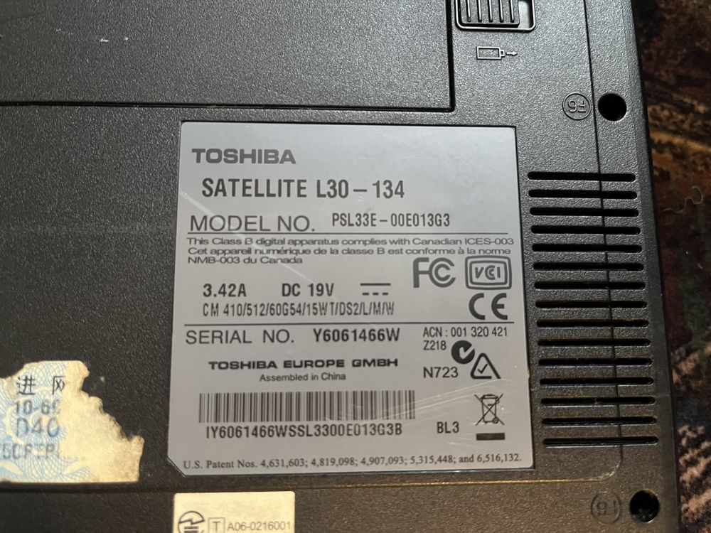 Laptop Toshiba display defect
