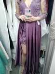 Rochie de ocazie / nașă, mov, satin & dantela, transp.inclus