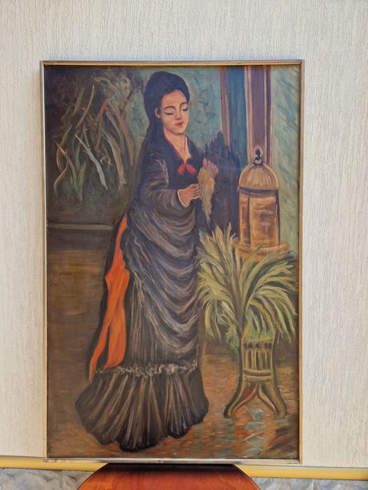 Уникална огромна антикварна майсторска авторска картина масло платно