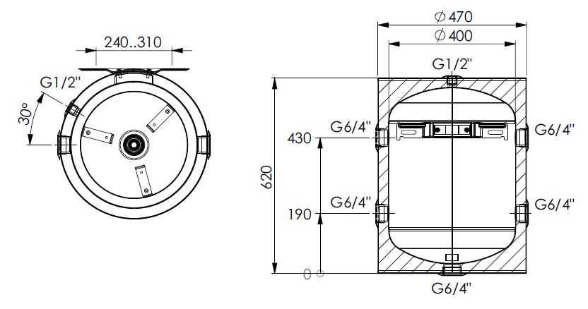 Puffer de 40, 60, 80, 100, 200L pentru pompa de caldura