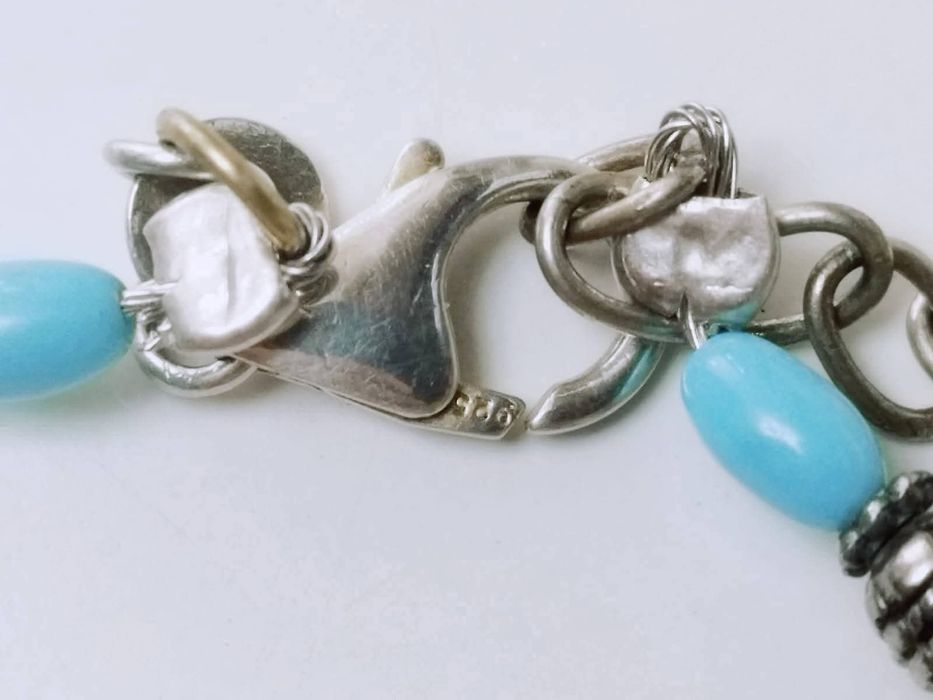 Vechi colier etnic argint de 925, lucrat manual, pietre naturale