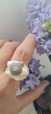 Inel argint 925 cu perla si Swarovski