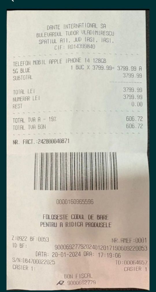 Vand telefon Iphone 14 impecabil