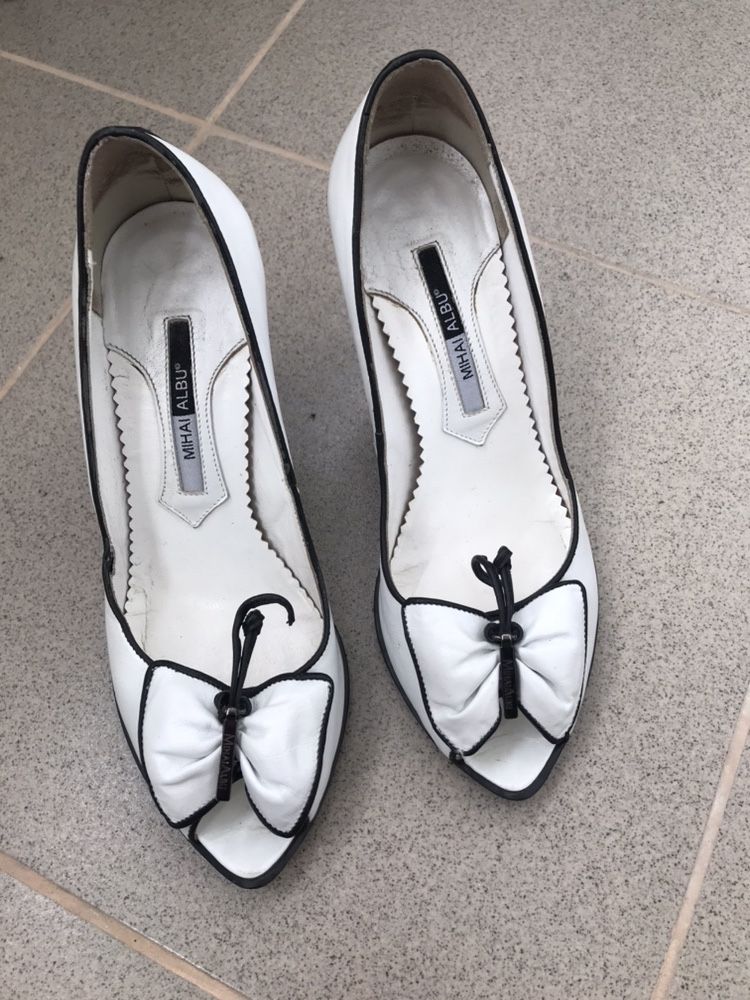 Pantofi piele/ Mihai Albu ,stil anii 60/Musette negrii