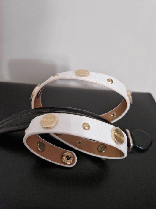 Бяла кожена гривна Isadora