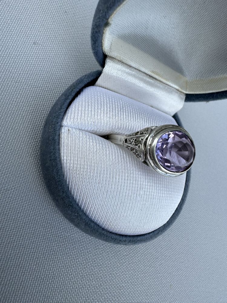 Inel din argint, ametist si marcasite