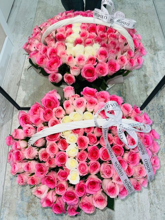 Продается , корзина цветов 101 шт  роза .