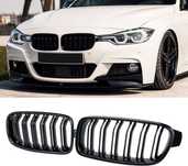 Решетки Бъбреци за БМВ BMW 3 серия F30 F31 2012+ Черен Гланц Двойни