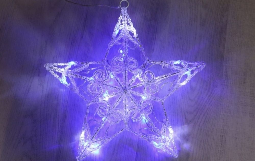 Decoratiune Craciun exterior stea 3D, Hoff, 40 LED-uri, 40 cm