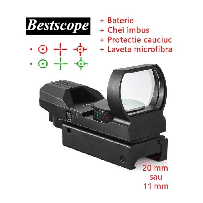 Red DOT Green DOT (TAN/NEGRU)+baterie, pt sina de 11 sau 20 mm