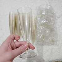 30 pahare de șampanie elegante din plastic cu sclipici auriu Matana, 1
