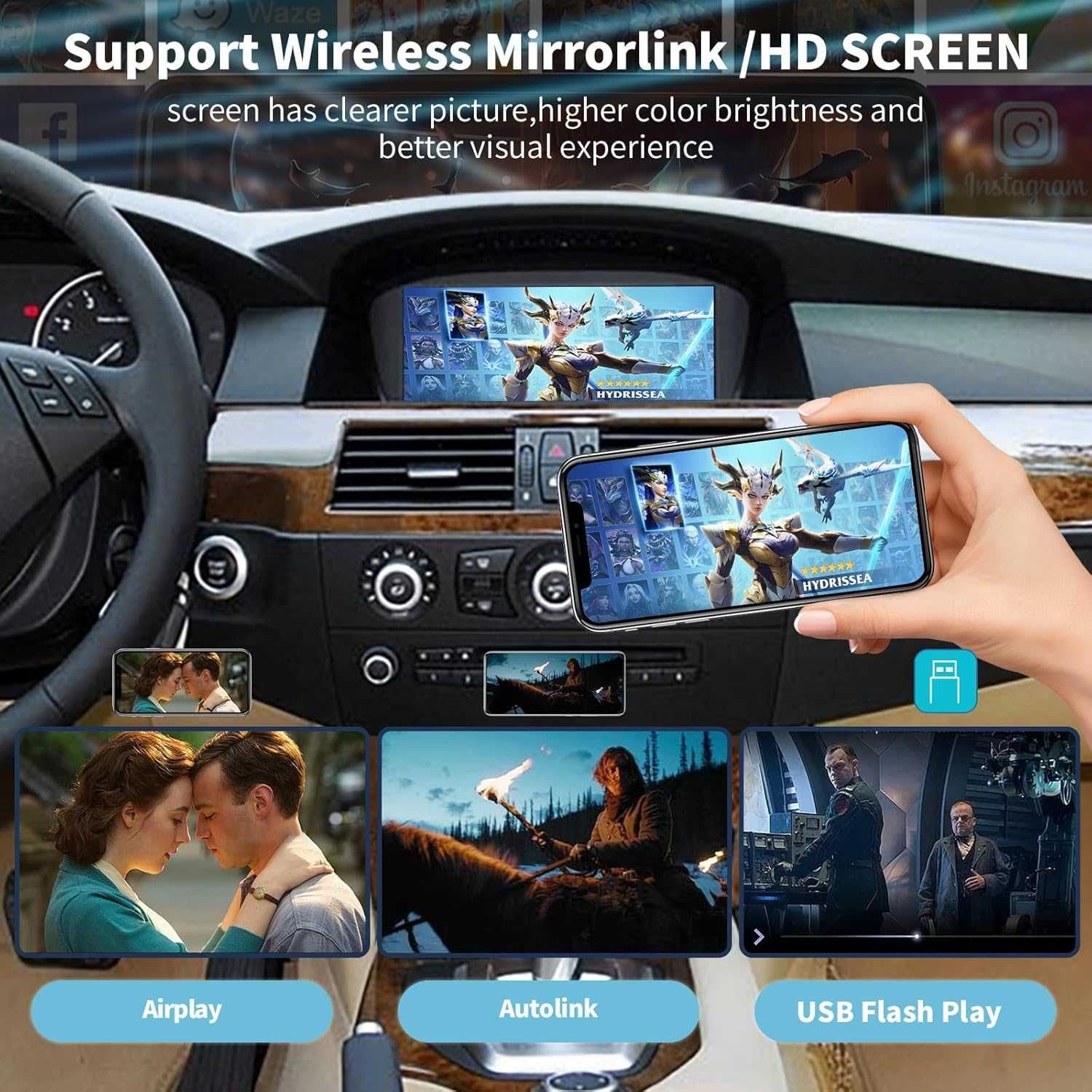 AUTOABC Wireless Carplay/Android Car 8.9 Inch Multimedia Radio