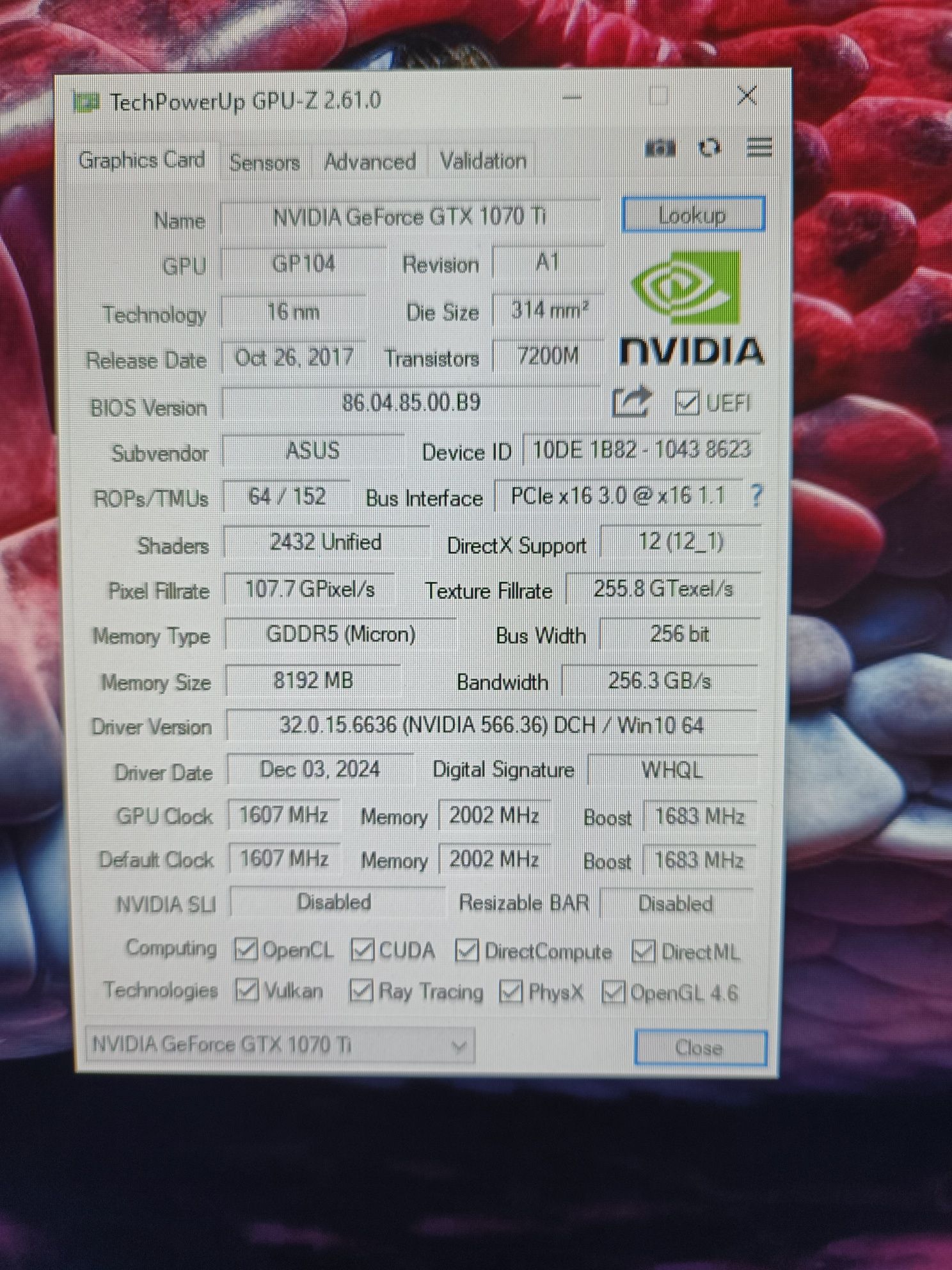 Продам видеокарту ASUS GTX 1070 ti