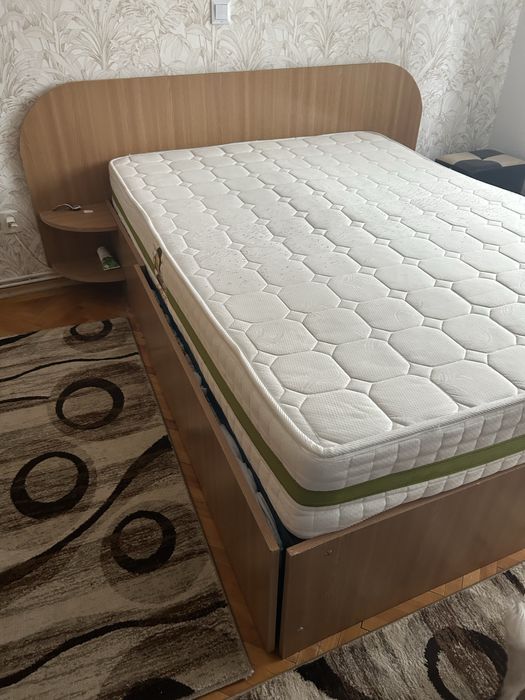 Pat dormitor cu 2 sertare si saltea de 140/200