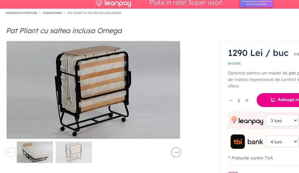 Pat pliant cu saltea Omega