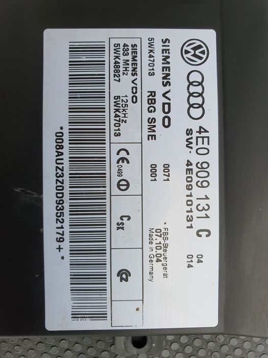calculator confort audi A8 D3 an fabricație 2004-2009 cod-4e0909131c