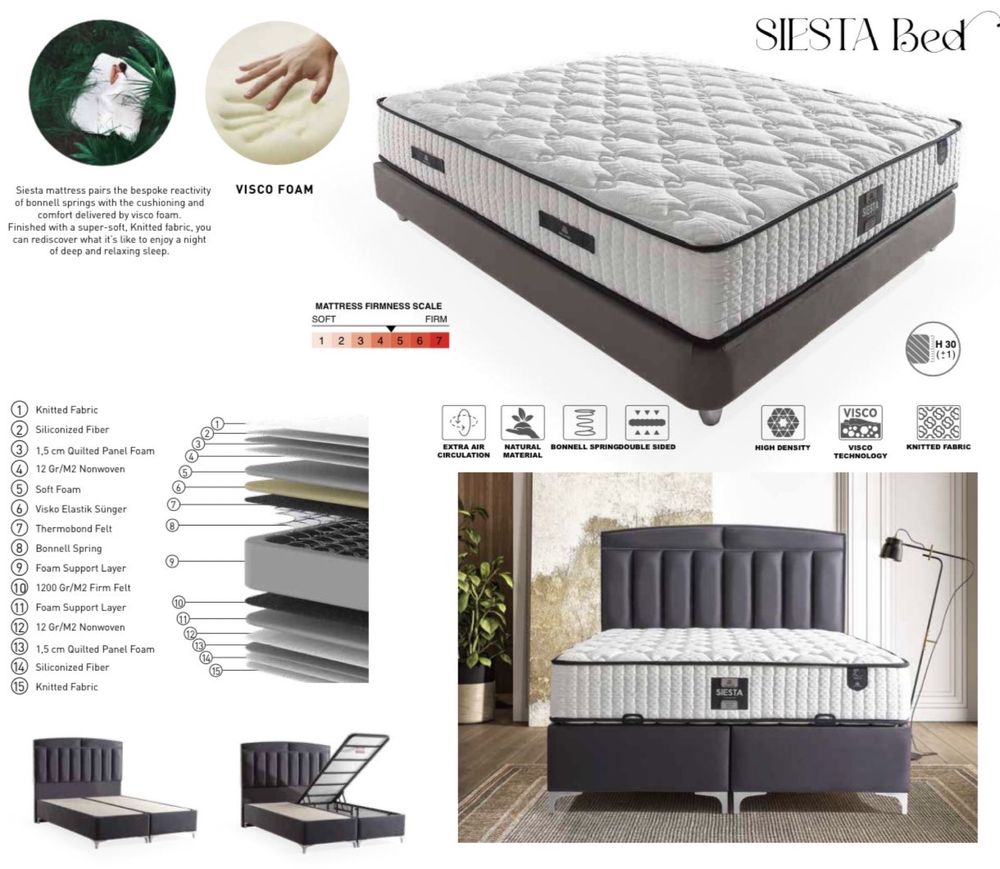 Тапицирана спалня Siesta Bed - Leon Navy Blue