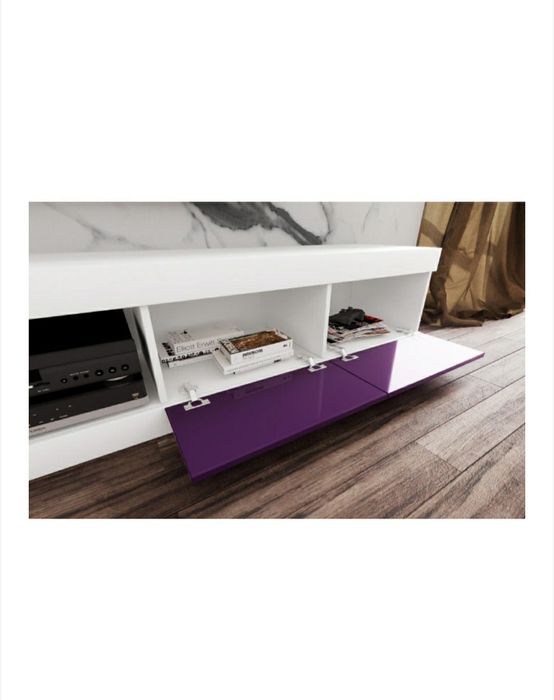 Set 4 piese mobila living, elegant cu uși din MDF lucios