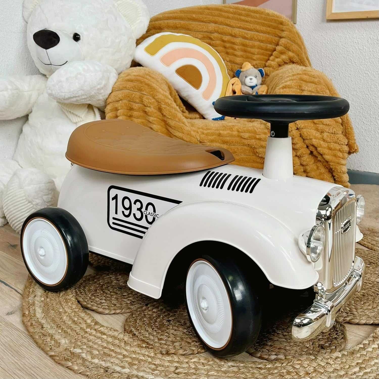 Masinuta premergator Kinderauto BJ665 Baby Car cu roti moi White