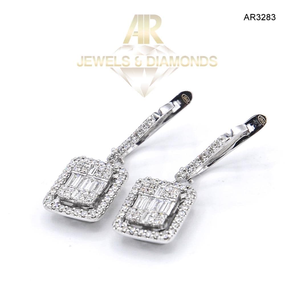 Cercei Aur Alb cu Diamante model nou deosebit ARJEWELS(AR3283)