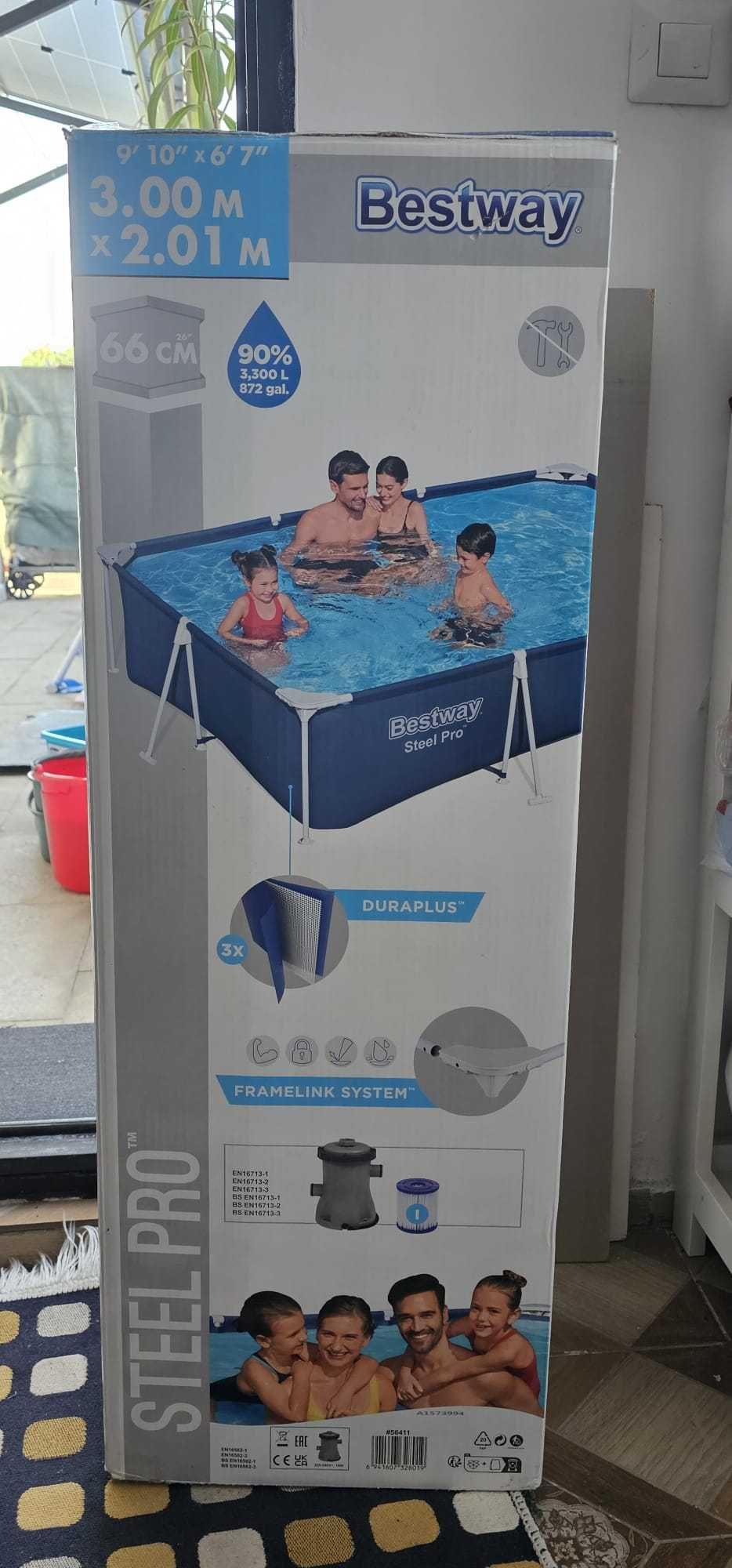 Piscina Bestway Steel Pro, 3 m x 2m x 66 cm, 3300 l cu Pompa filtru
