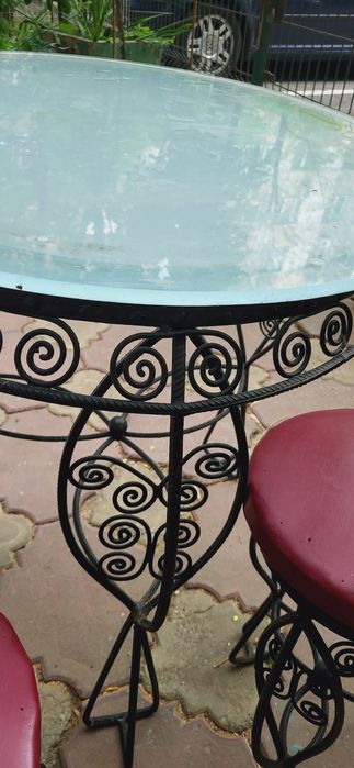 Set masa si scaune fier forjat vintage