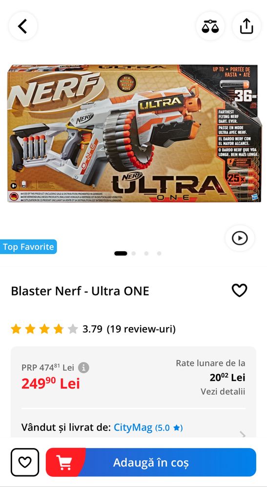 Vând pistol nerf ultra one