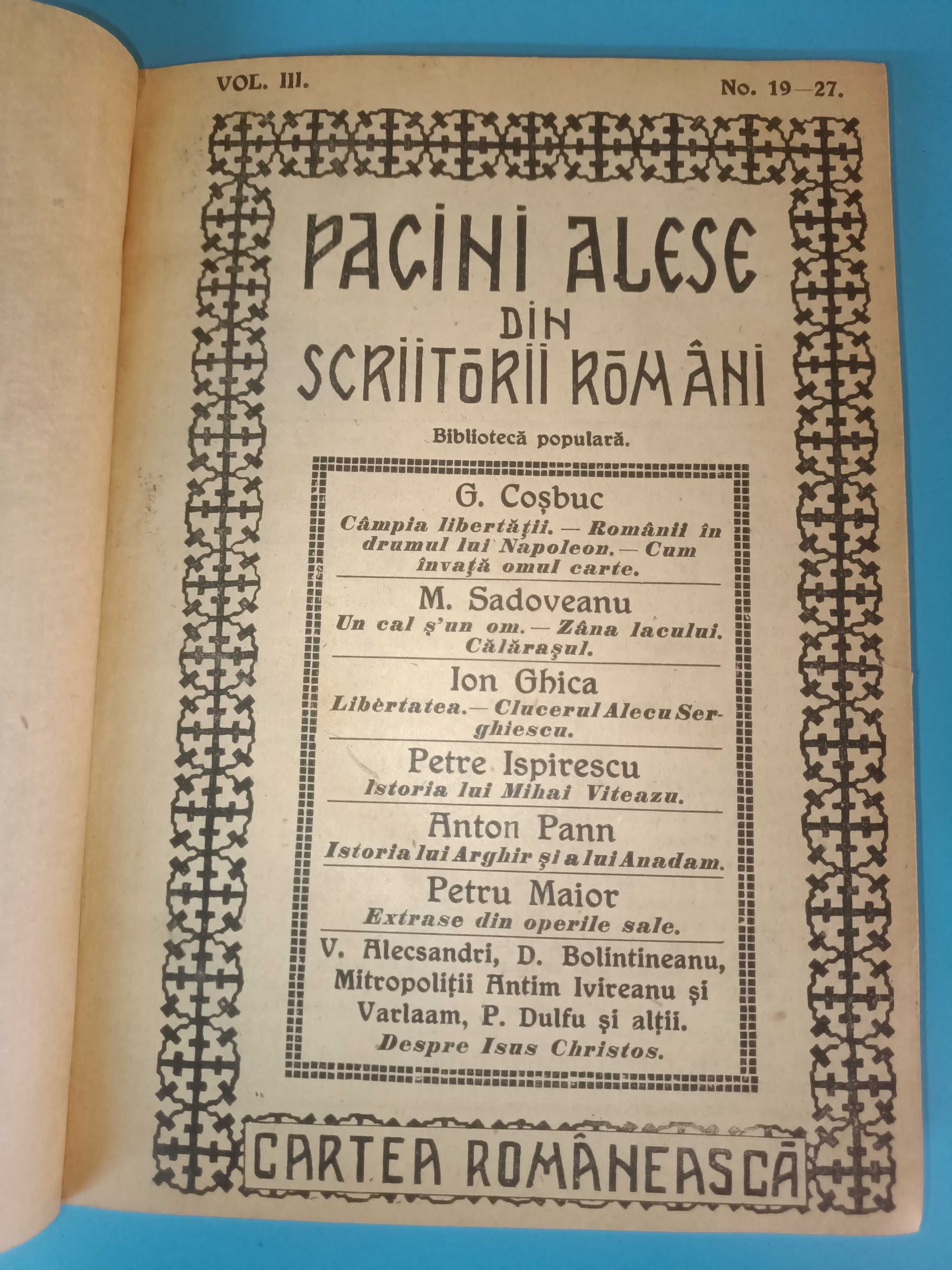 Pagini alese din scriitorii români vol. III Nr. 19-27 anul 1921