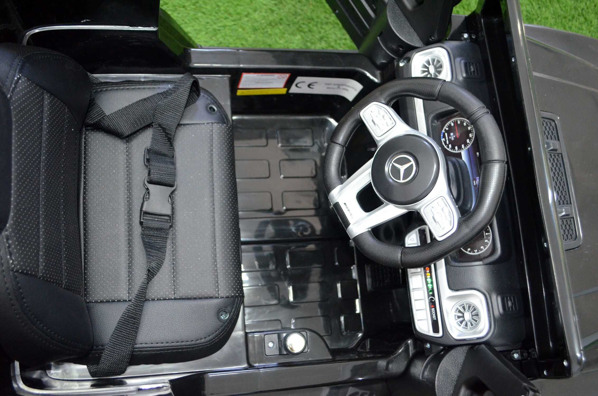 Masinuta electrică Mercedes G63 2x30W 12V, roti moi, scaun tapitat