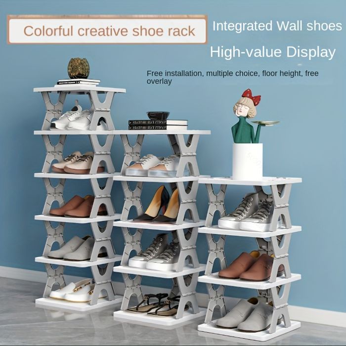 Поставка за обувки, 6 нива, сива, разтегателна конструкция,